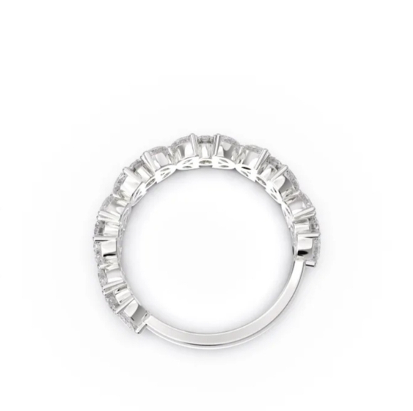 14 k solid white gold, marquis moissanite and round moissanite 3/4 eternity band - Picture 3 of 6